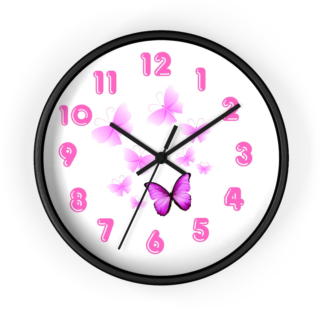 Butterfly Wall Clock, Girls Room Decor, Silent Clock - Etsy