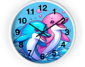Dolphin Wall Clock: Kids Room Decor