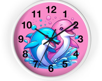 Dolphin Kids Wall Clock, Playroom Decor