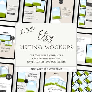 150 Etsy Listing Mockups | Instant Download | Digital Product Photo Templates for Etsy Sellers | Mockup Bundle for Canva