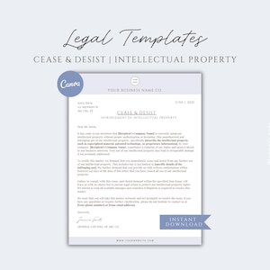 Carta de Cese y Desistimiento - Propiedad Intelectual - Plantilla personalizable, descarga instantánea