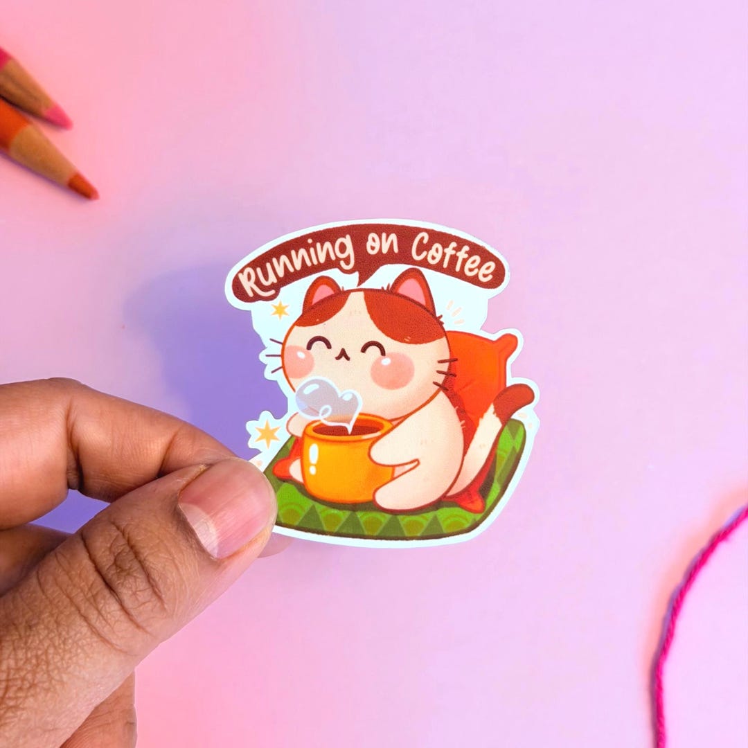 Vinyl Sticker - Coffee Cat | Sticker for Journals & Laptops - Etsy