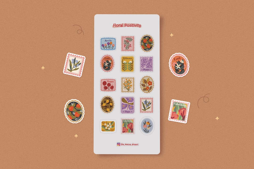 Sticker Sheet - Floral Stamps | Stickers for Journaling and Planners - Etsy