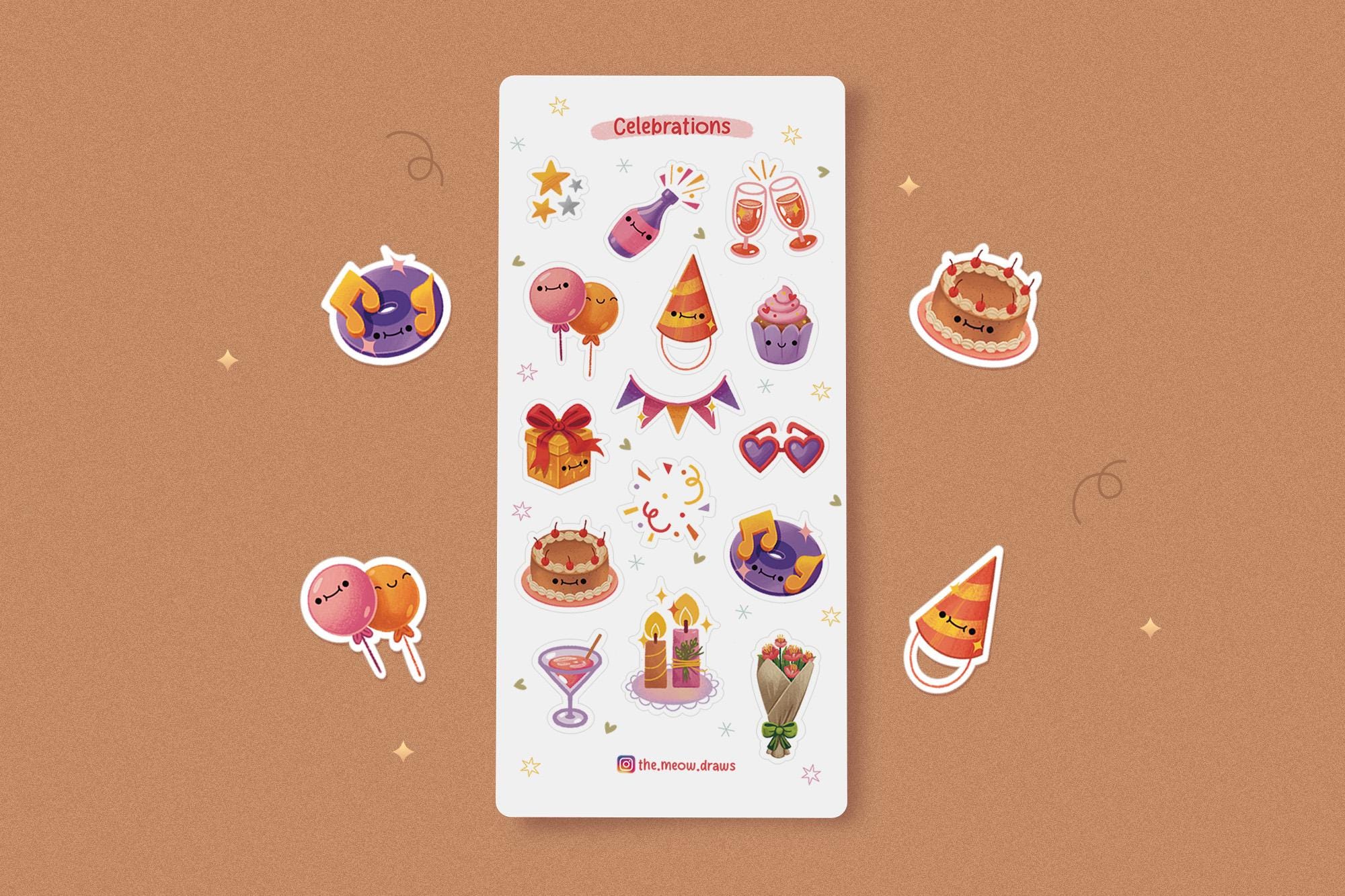 Sticker Sheet - Celebrations | Stickers for Journaling and Planners - Etsy