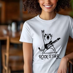 Funny Rock Star Shirt , Funny Guitar Cat Shirt, Animal Lover Sweatshirt, Gift For Cat Lover, Funny Sweater, Cat Owner Shirt, Cool Cat Shirt