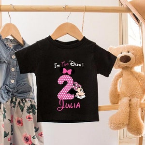 Minnie Mouse Birthday Shirt, Custom Name 2nd Birthday Gift, Second Birthday Party Shirt,  Disneyland Birthday Trip, Minnie 2nd Birthday Girl