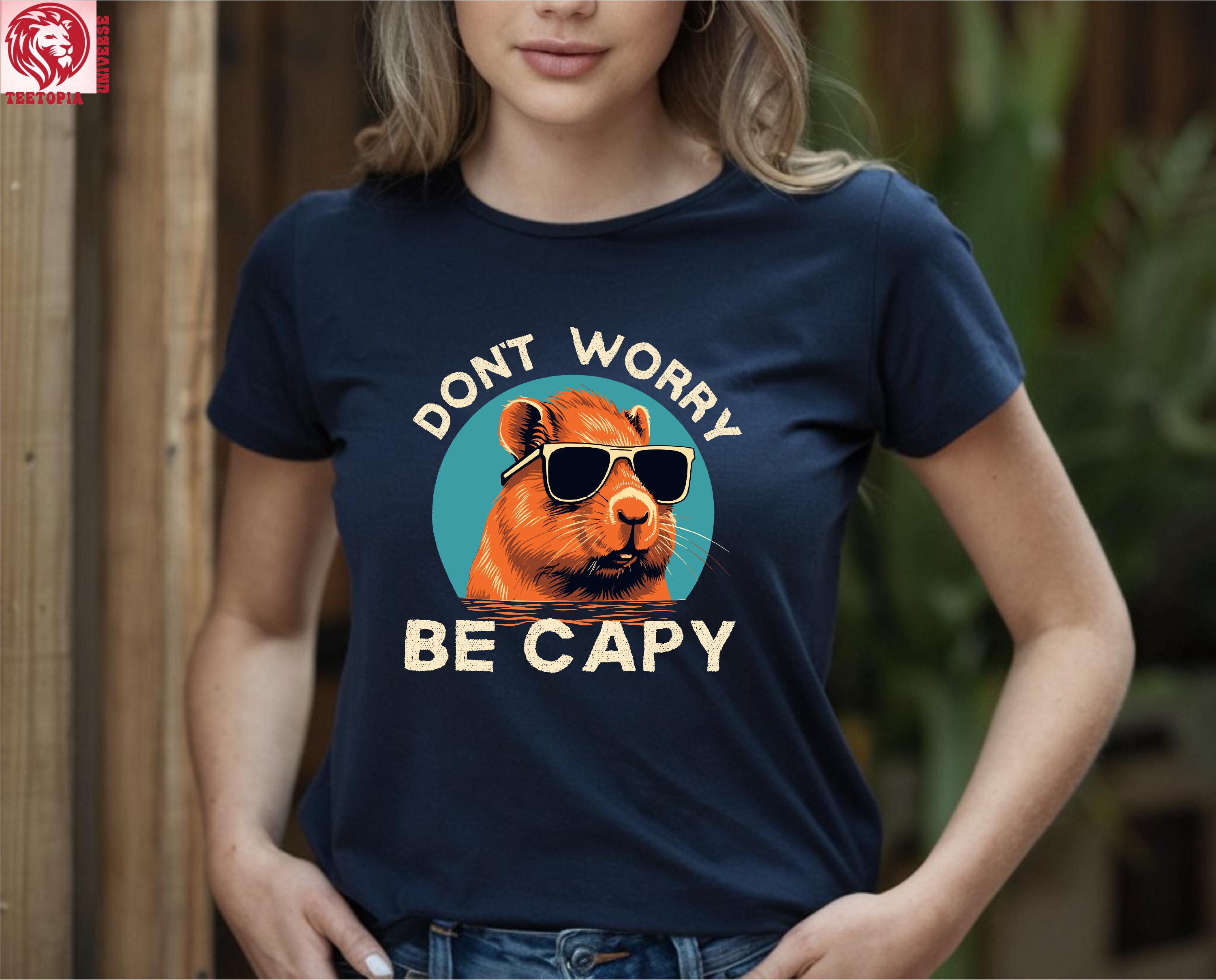 Don't Worry Be Capy Shirt, Funny Capybara T-Shirt, Cool Animal Lover Gift, Retro Capybara Tee, Cute Chill Vibes Shirt, Sarcastic Tee