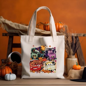 Disney Cars in Costume Tote Bag, McQueen Mater Guido in Halloween Costume Tote Bag,  Disneyland Tote Bag