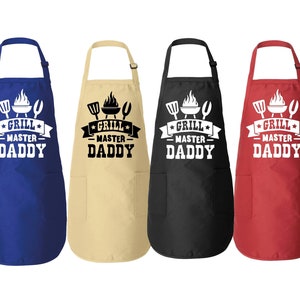 Grill Master Daddy Apron, Funny Gift Dad, Father&#39;s Day Gift, BBQ Apron Dad, Chef Grilling Apron Gift For Husband, Daddy Cooking Apron