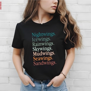 Wings of Fire Dragon Tribes T-Shirt, NightWings IceWings RainWings SkyWings Fan Shirt, Fantasy Book Lover Gift, Dragon Graphic Tee