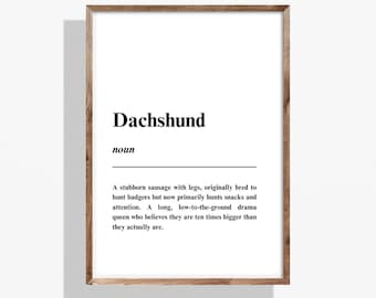 Impression définition teckel : cadeau drôle pour amoureux des chiens (téléchargement numérique au format A4)