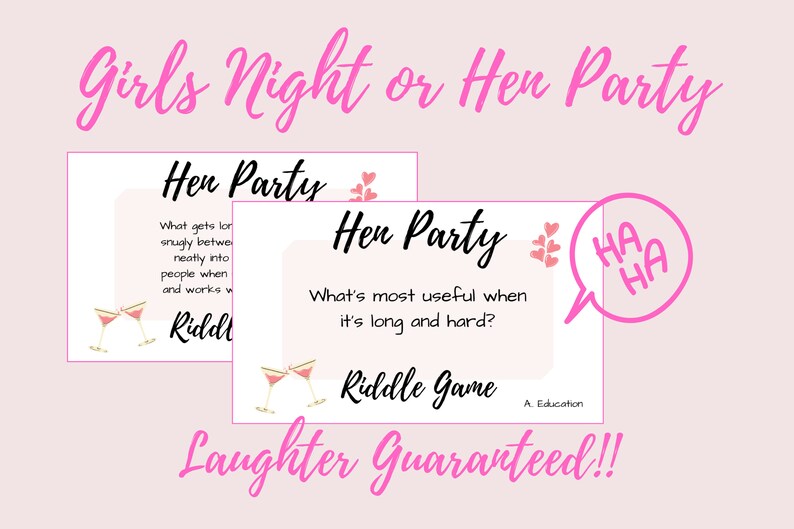 Riddle Hen Party Games, Girls Night Game. Party Games, Bachelorette ...