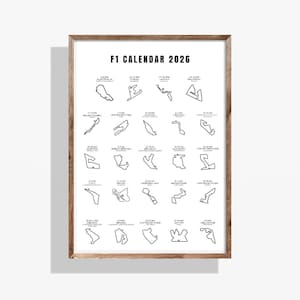 Print racekalender Formule 1 2026: F1 Grand Prix-data (digitale print)