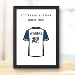 Tottenham Europa League winnaars print, Spurs voetbalfan cadeau, voetbal kunst aan de muur, Europa 2025 muur print