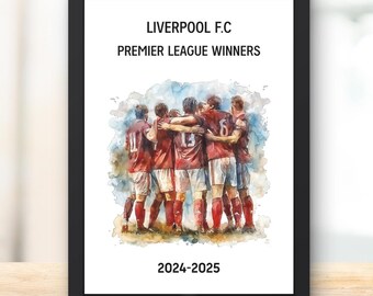 Liverpool Premiership Winners Poster 2025: Football Fan Gift (Digital Download)