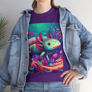 Vibrant Psychedelic Axolotl T-Shirt | Colorful Axolotl Art Tee | Cute Axolotl Graphic Shirt