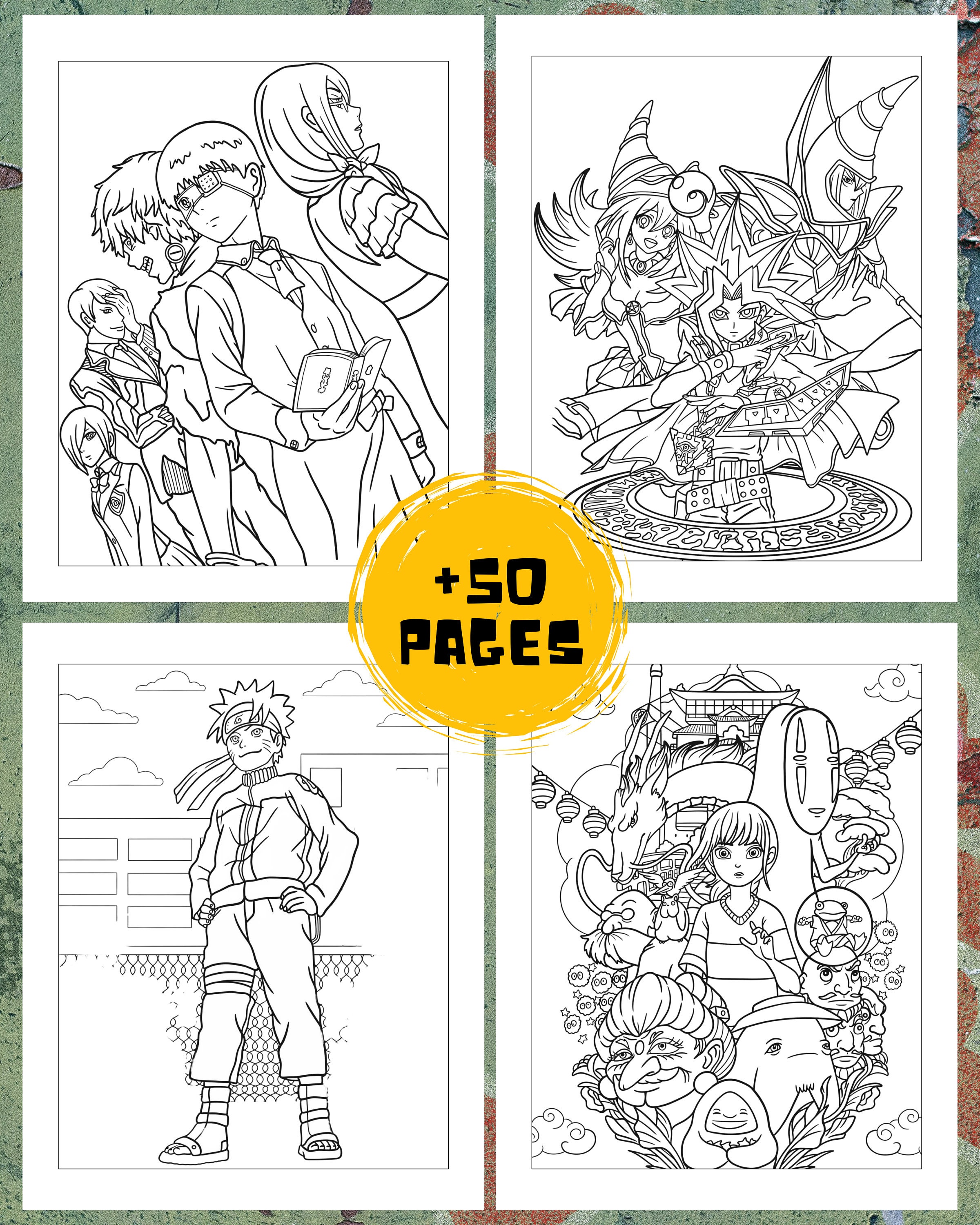 50 Anime Character Coloring Pages Coloring Books for - Etsy