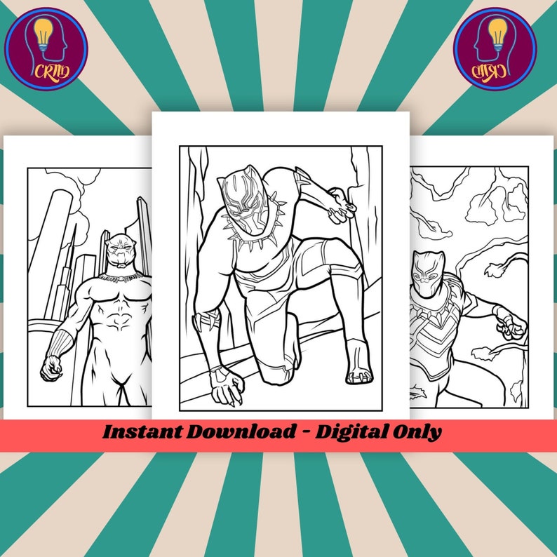 Coloring Book Black Panther Marvel 20 Coloring Pages Printable A4 Paper ...