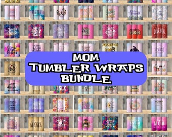 Mom Tumbler Wrap Bundle 20oz Skinny Straight Mother's Day Tumbler Sublimation Mama Design Digital Download Mom Life PNG Boho Floral Glitter