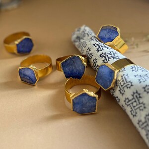 Set di 6 anelli per tovaglioli in agata di cristallo / Portatovaglioli in fetta di agata /Anelli per tovaglioli da matrimonio Accessori per