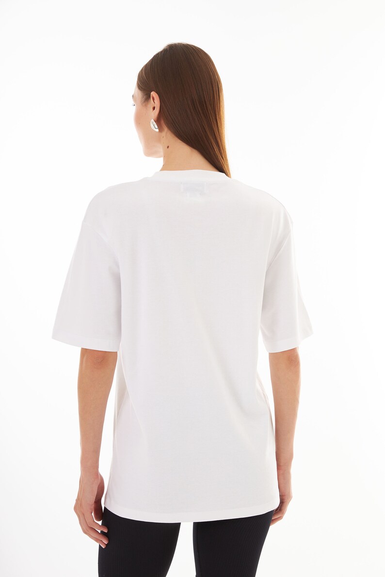 Zoe White Boyfriend Tshirt, White Cotton Basic Womens Tshirt, Minimal