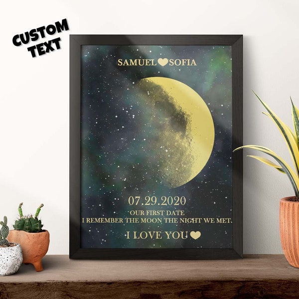 Personalized moon phase Gold Birthday custom print Custom lunar phase New born custom Special date Real Moon phases art