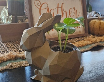 Rabbit Planter - Bunny Planter - Decorative Planter - Unique Pot - Rabbit Pot - Bunny Pot - Polygon Bunny Planter