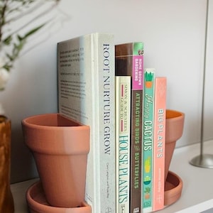 Bookend Planter – Modern Plant Pot Bookend Set – Functional Shelf Decor – Unique Gift for Readers & Plant Lovers, Bookend Pot, 3D Printed afbeelding 4