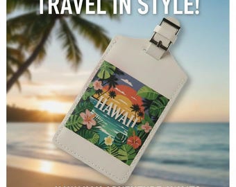Hawaiian Luggage Tag – Tropical Travel Tag – Hawaiian Beach Design Suitcase Tag – Durable Travel Accessory – Vacation Gift Idea