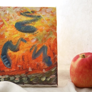Three Eels - Original Oil Painting, Wall Art, Handmade Decoration, Oil on Canvas, Unframed, Unvarnished, Warm, Abstract, Impressionistic