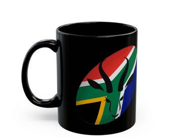 RUGBY mug: A tribute to South Africa's love of the game | Black gift mug