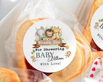 Personalized Safari Baby Shower Stickers/Animals Thank You Stickers/Safari Baby Shower Boy/Jungle Party Favor Labels with Baby Name