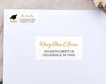 Graduation Return or Guest Address Label/Recipient Address Labels/Personalized Guest Address Labels for Graduation Invitations/Class of 2024