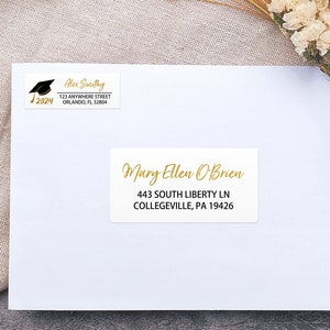 Graduation Return or Guest Address Label/Recipient Address Labels/Personalized Guest Address Labels for Graduation Invitations/Class of 2024
