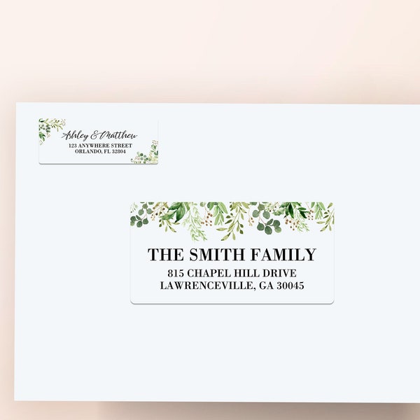 Personalized Greenery Recipients Address Labels/Eucalyptus Guest Address Labels/Greenery Wedding Custom Return Address Label Stickers