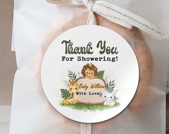 Safari Baby Shower Favor Labels/Jungle Stickers For Baby Shower/Baby Boy Shower Stickers/Gender neutral/Thank You Stickers/Safari Nursery