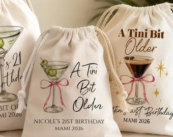 A Tini Bit Older Birthday Favor Bags/Custom Martini and Espresso Martini Hangover Recovery Kit Bags/Personalized Bachelortte Favor Bags
