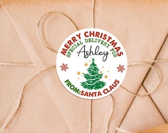 Von Weihnachtsmann Geschenk Aufkleber/Von Weihnachtsmann Aufkleber/Weihnachtsgeschenk Aufkleber/Kinder Weihnachtsaufkleber/Nordpol Lieferung Aufkleber/Spezielle Lieferung Aufkleber