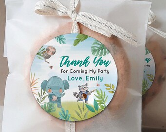 A Little Wild One Baby Shower Stickers/Safari Jungle Baby Shower Stickers/Greenery Safari Animals Baby Shower Decors/Thank You Stickers