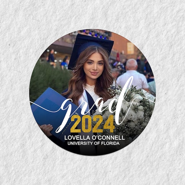 Class of 2024 Personalized Photo Stickers/Graduation Photo Stickers/Personalized Labels/Graduation Decorations 2024/Custom Graduation Labels