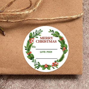 Custom Holiday Labels/Personalized Merry Christmas Labels/Personalized Holiday Gift Tags/To From Sticker/Holiday Gift Label/ Christmas Favor