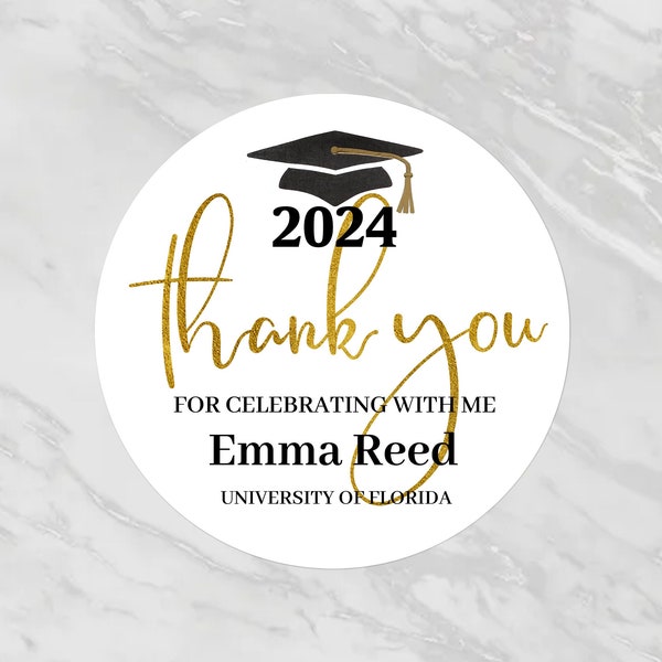 2024 Graduation Thank you Favor Labels/Graduation Decorations 2024/Custom Graduation Labels/Printed Favor Stickers/Personalized Label