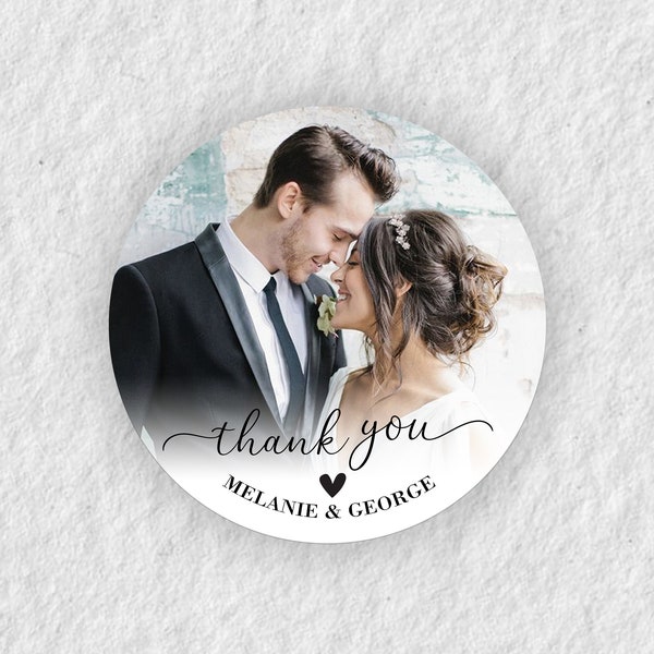 Photo Wedding Thank You Favor Stickers/Personalized Picture Stickers/Wedding Favor Labels/Thank You Round Sticker/Custom Photo Round Sticker