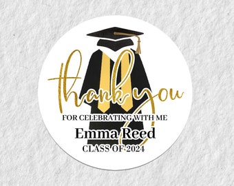 Graduation Stickers/Graduation Envelope Seals/Graduation Favor Favors/Graduation Labels/Class of 2024 Stickers/Cap and Gown Stickers