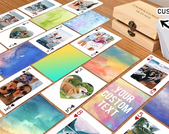 Custom Photo Poker Cards Personalized with your Text or Design 52 Card Deck Add Text Poker Cards Gift of Cards Image Playing Cards Set
