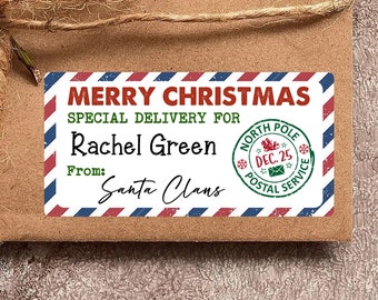 Weihnachtsgeschenkanhänger Aufkleber/Personalisierte Weihnachtsgeschenkaufkleber/Von Weihnachtsmannaufklebern/Santa Postaufkleber/Aufkleber vom Weihnachtsmann/Weihnachtsgeschenkaufkleber