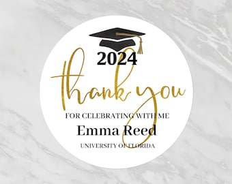 2024 Graduation Thank you Favor Labels/Graduation Decorations 2024/Custom Graduation Labels/Printed Favor Stickers/Personalized Label