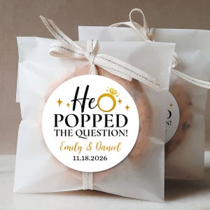 He Popped The Question Labels/Favor Bag Stickers/Engagement Party Kettle Corn Popcorn Labels/Personalized Engagement Party Favor Labels