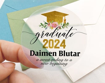 Personalized Graduation Favor Stickers Graduation Decorations 2024 Cookie Take Home Bags Stickers Graduation Party Snack Treat Bags Stickers