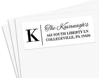 Return Address Labels with Monogram/Custom Address Labels/Monogram Stickers/Personalized Mailing Labels for Wedding Invite/Calligraphy Font